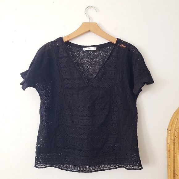 Mango Suit Black Lace Overlay Top S MNG - Picture 1 of 5